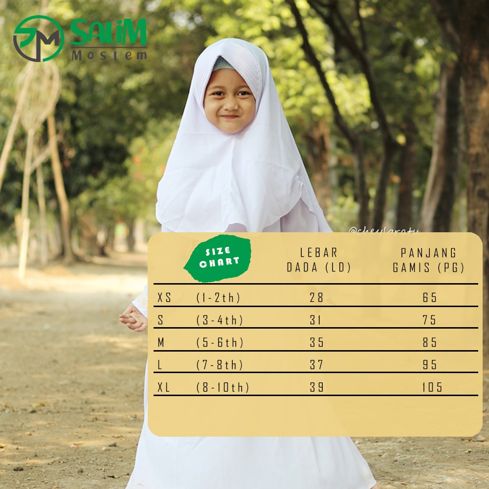 Salim Moslem-Busana Muslim/Gamis Anak Syari Renda Set Kerudung Jilbab Wolfis/toyobo Usia 1-10TH