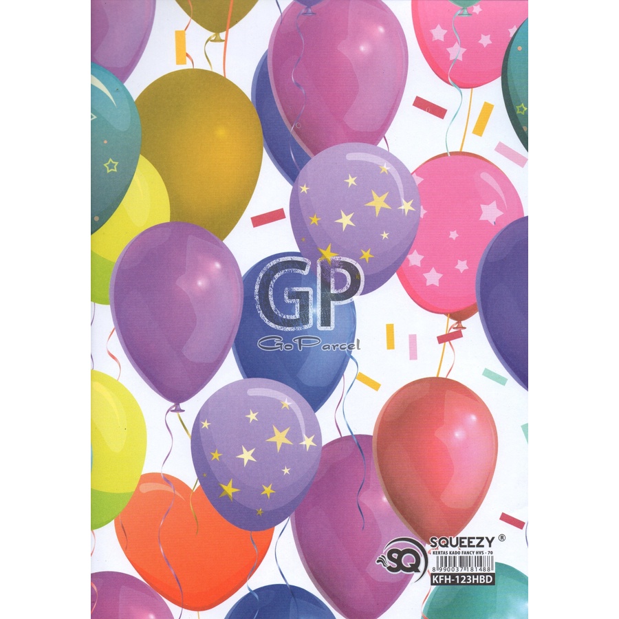 ( 5 Lembar ) KERTAS KADO SQ DOFF - GIFT WRAPPING PAPER HAPPY BIRTHDAY SELAMAT ULANG TAHUN ANAK / HBD HBDAY BDAY BALON PESTA PARTY KADO ULTAH