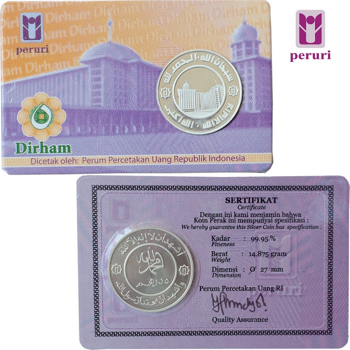 Koin Perak 5 Dirham / Khamsa Cetakan Peruri Bukan Antam