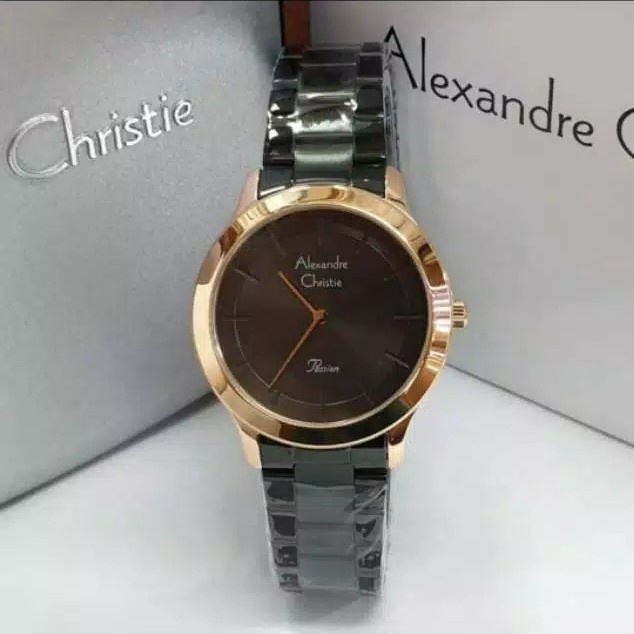 Jam tangan wanita Alexandre Christie AC 2834 AC2834 black rosegold Original