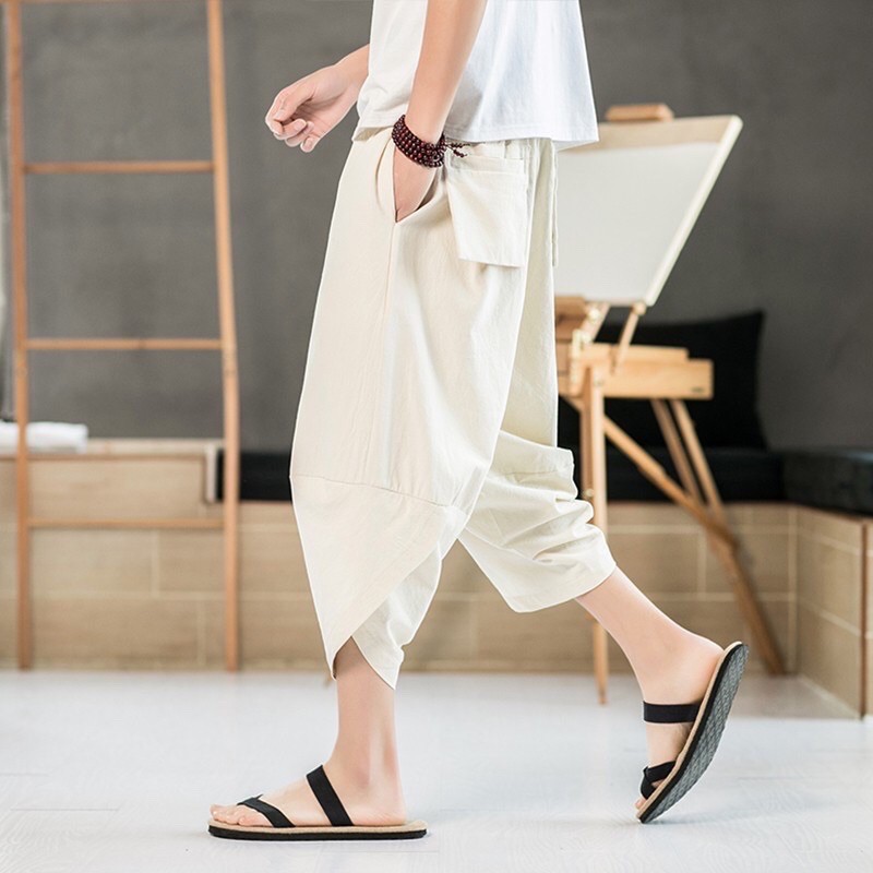 CELANA HAREM LINEN POLOS 3/4 IMPORT PRIA JEPANG ORIGINAL BIG SIZE M-5XL HARAJUKU HR5