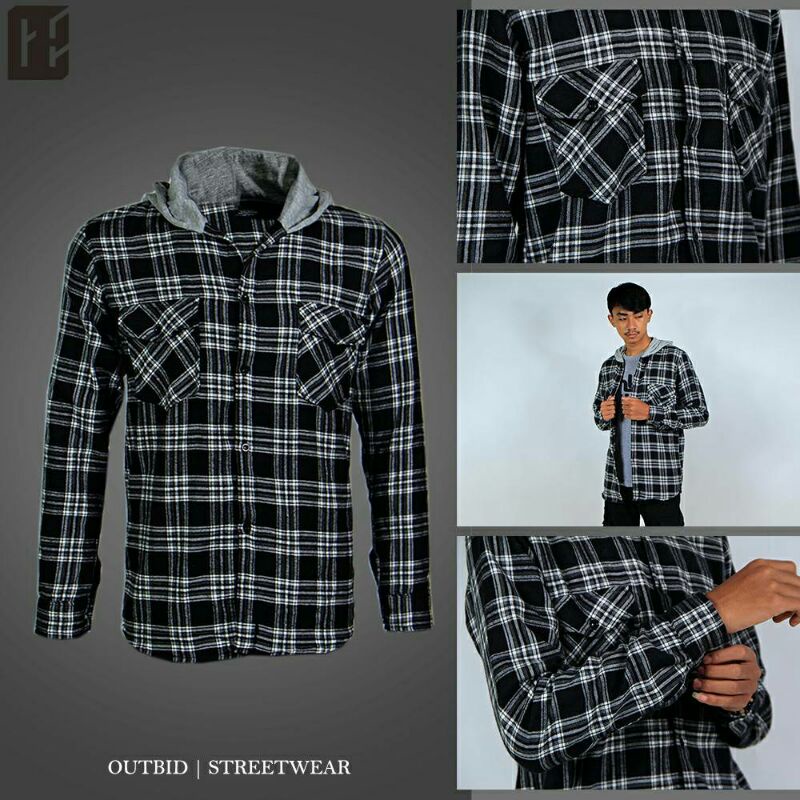 FLANNEL HOODIE OUTBID (BLACK)
