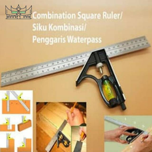 

Penggaris Waterpass Siku Kombinasi Combination Square Ruler depan CM Belakang Inci