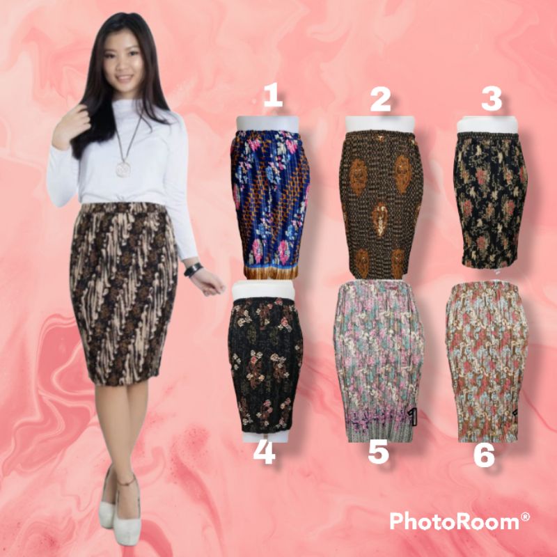 rok plisket batik pendek