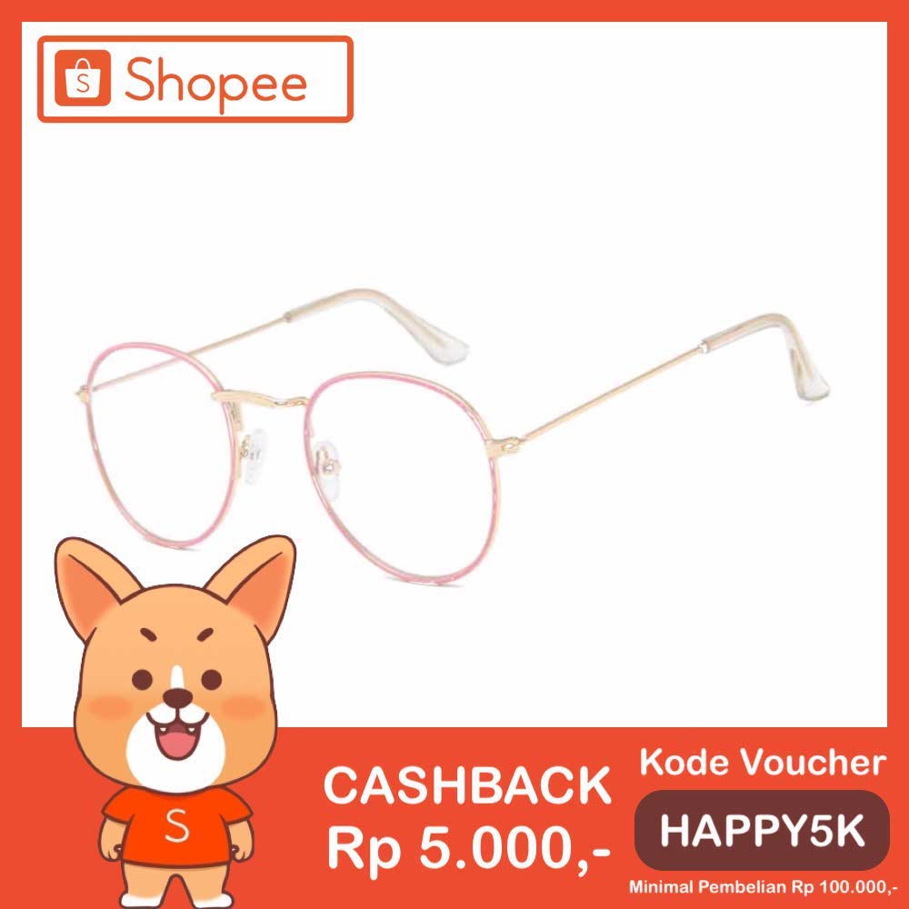 Anti UV Sunglasses [ Pink Gold ] Kacamata Pria &amp; Wanita - OVAL