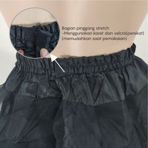 [READY STOCK] PETTICOAT ROK HITAM PENGEMBANG DRESS MINI 3 LAYER SPC008