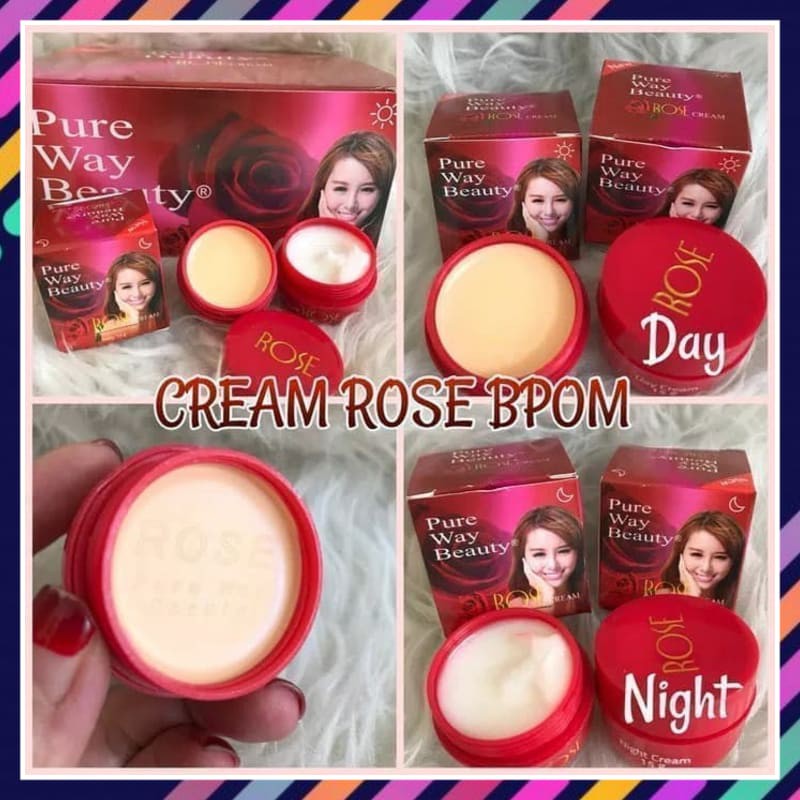 Krim Pemutih Wajah Ampuh BPOM Crem Krem Kream Krim Muka Glowing Cream Rose Pure Way Beauty DAY