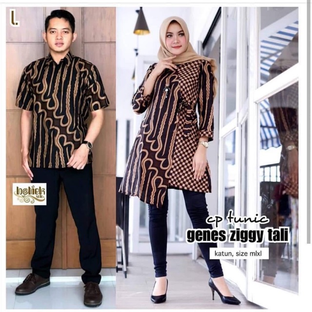 ADA JUMBO Couple Tunik Genes Ziggy Tali Modern Jumbo Wanita Premium Kemeja Pria Cewek Sarimbit Katun