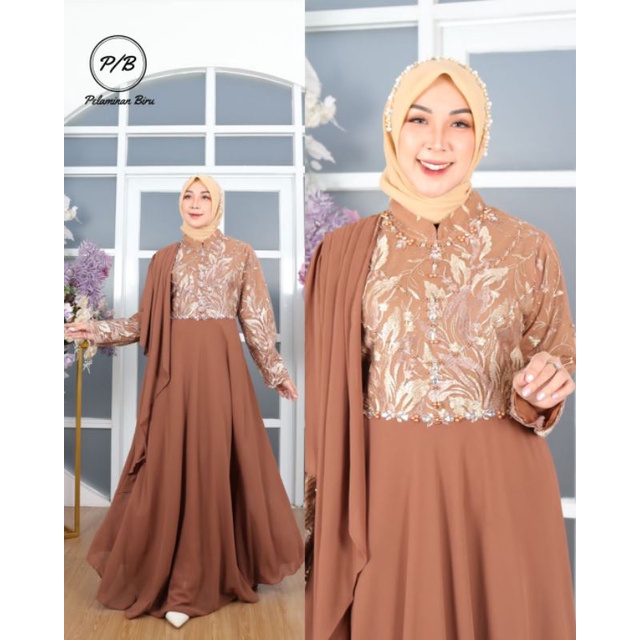 Gamis Twotone Bordir Payet Original Butik