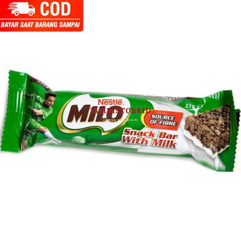 

(JAMBISTOREID) JAMBI LANGSUNG KIRIM Makanan Ringan Milo Nestle 27gram Snack Bar Cereal with Milk Source of Fiber Menu Sarapan Mengenyangkan Picnic Camping Kemah Jambi
