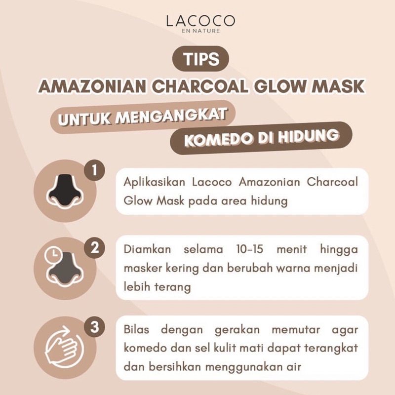 Lacoco Amazonian Charcoal Glow Mask Mengangkat Komedo dan Mengeringkan Jerawat di Wajah