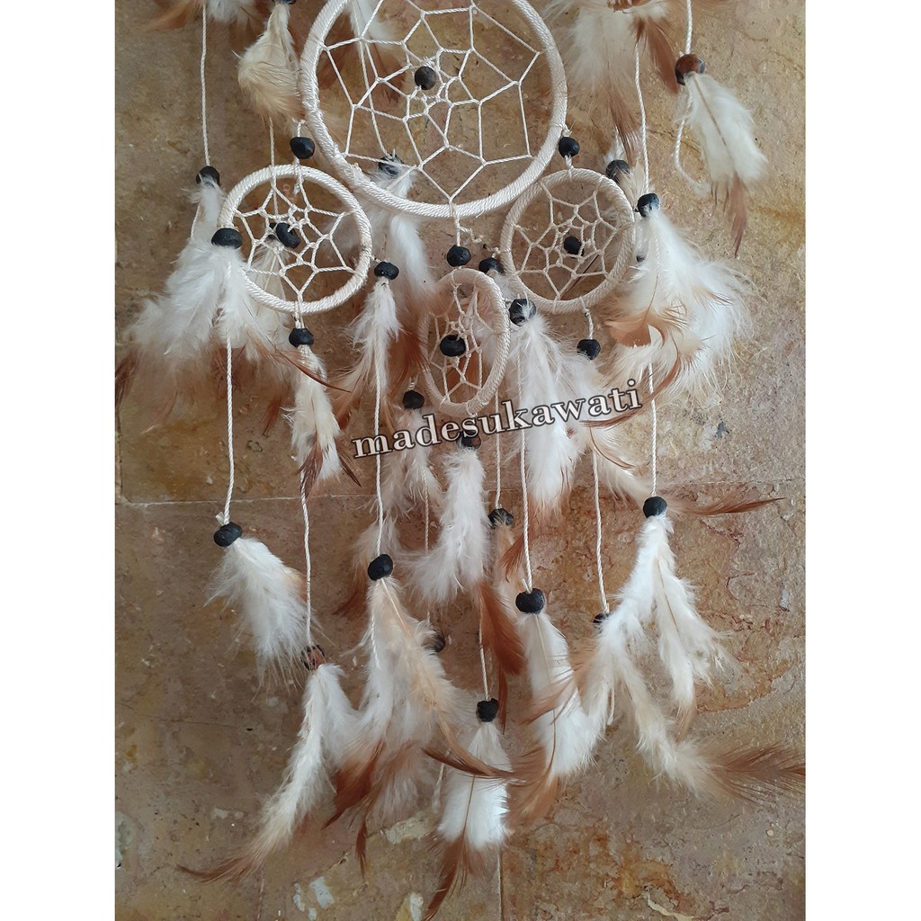 Dream catcher jaring tingkat 3 diameter 16cm panjang 73cm