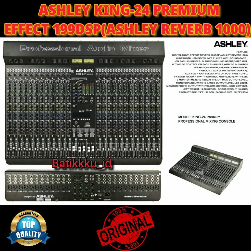 Mixer Ashley King 24 Premium King24 Premium 24ch Original 100%  Effect Ashley Reverb 1000
