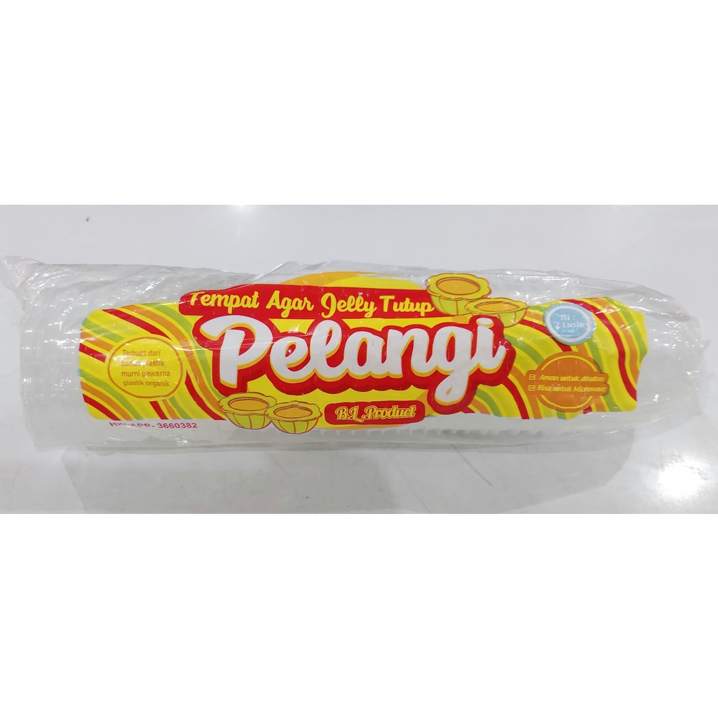Xaviertaran Cup Puding Pelangi Besar + Tutup - Gelas Agar Jelly Bunga Slop (24 Pcs)