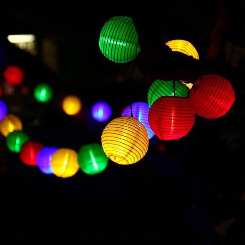 Lampu Hias Dekorasi Taman Lampion Mini / Bola Mini 7x7cm multi warna dengan Solar Power 20 LED 5M Tenaga Surya outdoor taman waterproof anti air Lantern Ball Solar String Lights Christmas Party Wedding Fairy Lights Outdoor Garland Patio Garden Decor