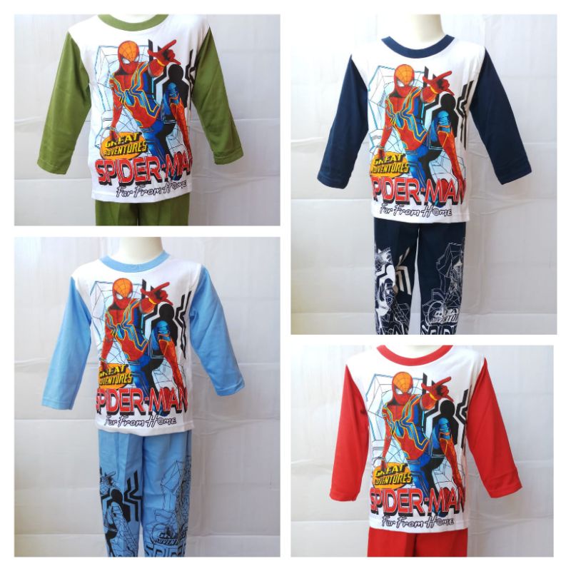 Setelan piyama baju tidur anak laki laki spiderman 1-8th