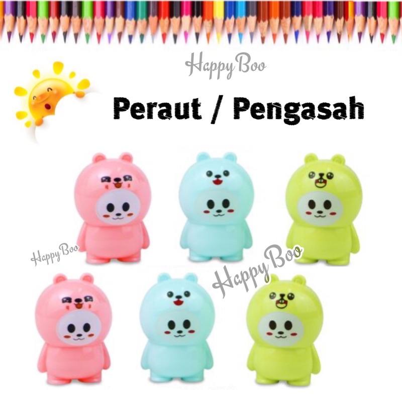 peraut / pengasah bear high quality tajam lucu rautan murah cute beruang warna