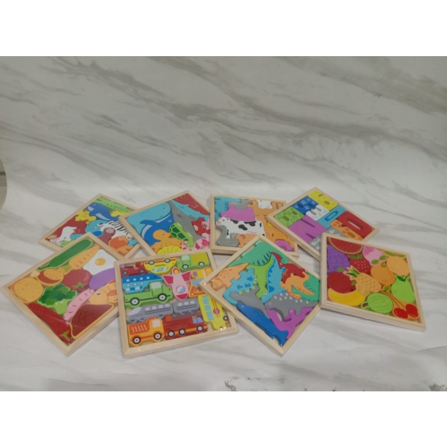 Mainan  Edukasi Edukatif Anak 3D Puzzle Kayu (cocokin bentuk )