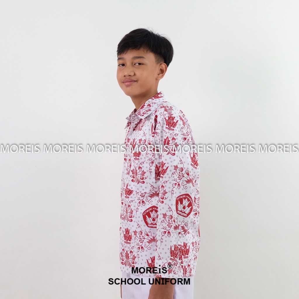 Seragam Baju Batik Tutwuri Handayani SD Merah Lengan Panjang