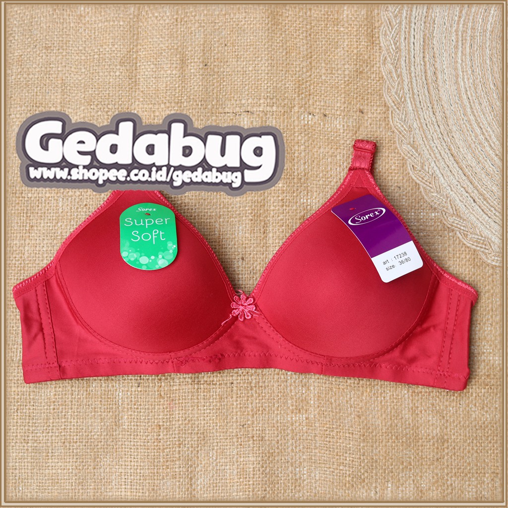 Bra BH Sorex 17238 Bassic wear | Bra wanita dewasa Busa sedang Tanpa kawat Cup B Kait 2 | Gedabug