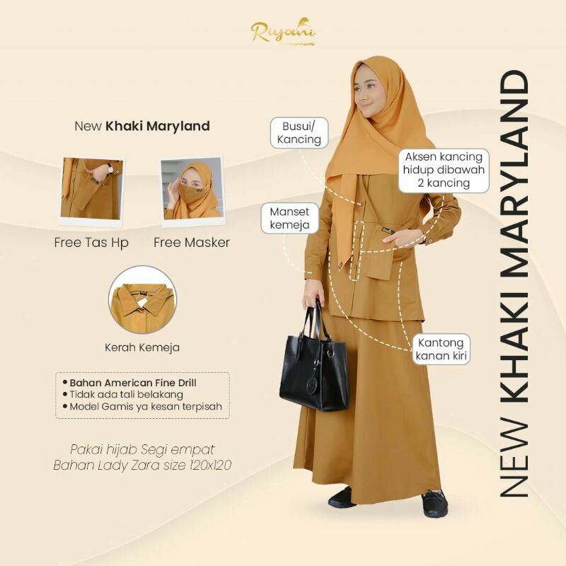 Gamis Kerja/Gamis Kantor/Seragam Dinas/Khaki Maryland by Riyani