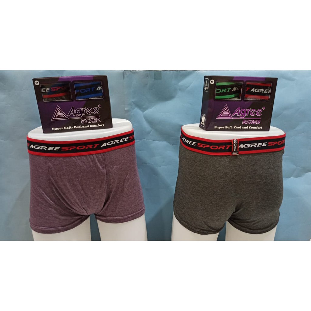 Agree Sport - 2 Pcs Boxer Pria Berkualitas, Pakaian dalam Pria