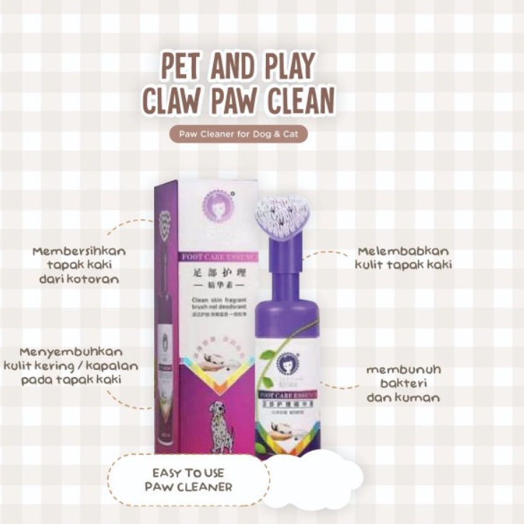 Pet and play claw paw clean cleanning foam pembersih kaki dog doggy cat foot care puppy kulit kering