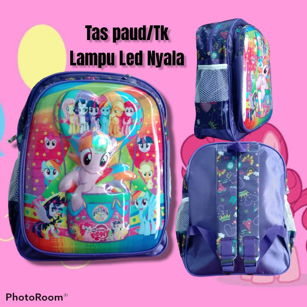 Tas Rangsel Sekolah Anak Perempuan Tk Lampu LED Kuda Ponny