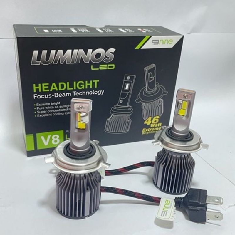 Lampu Utama Mobil LED LUMINOS 9NINE V8 H4 CSP 46 WATT Hi/low Extream BrighT