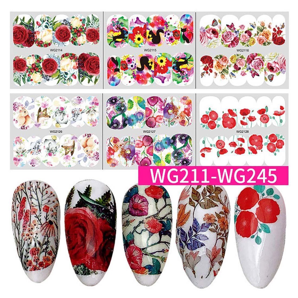 R-flower Flower Nail Stiker Air Musim Panas Kupu-Kupu Daun Sliders Leaves