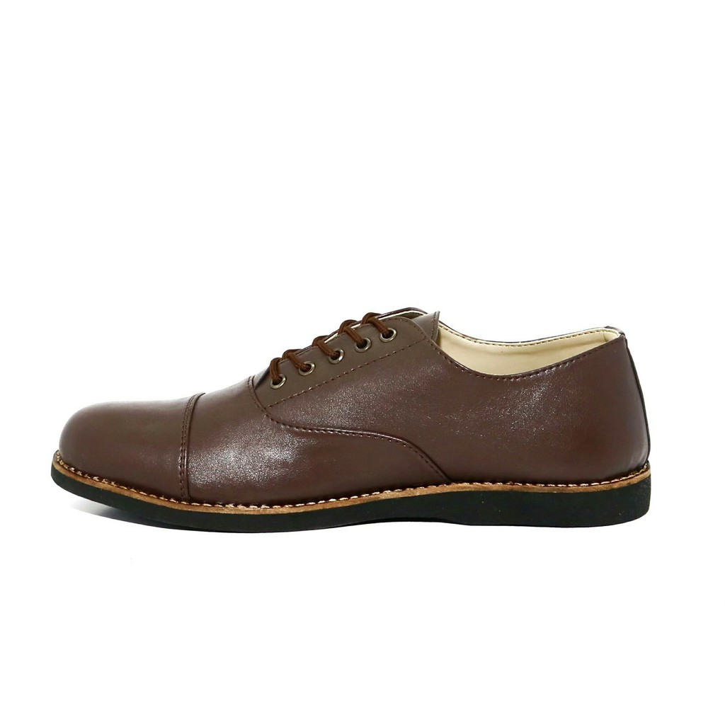 OXFORD BROWN - Sepatu Pantofel Pria Kulit Formal Kantor Kasual Kerja Kuliah Oxford - Pantopel