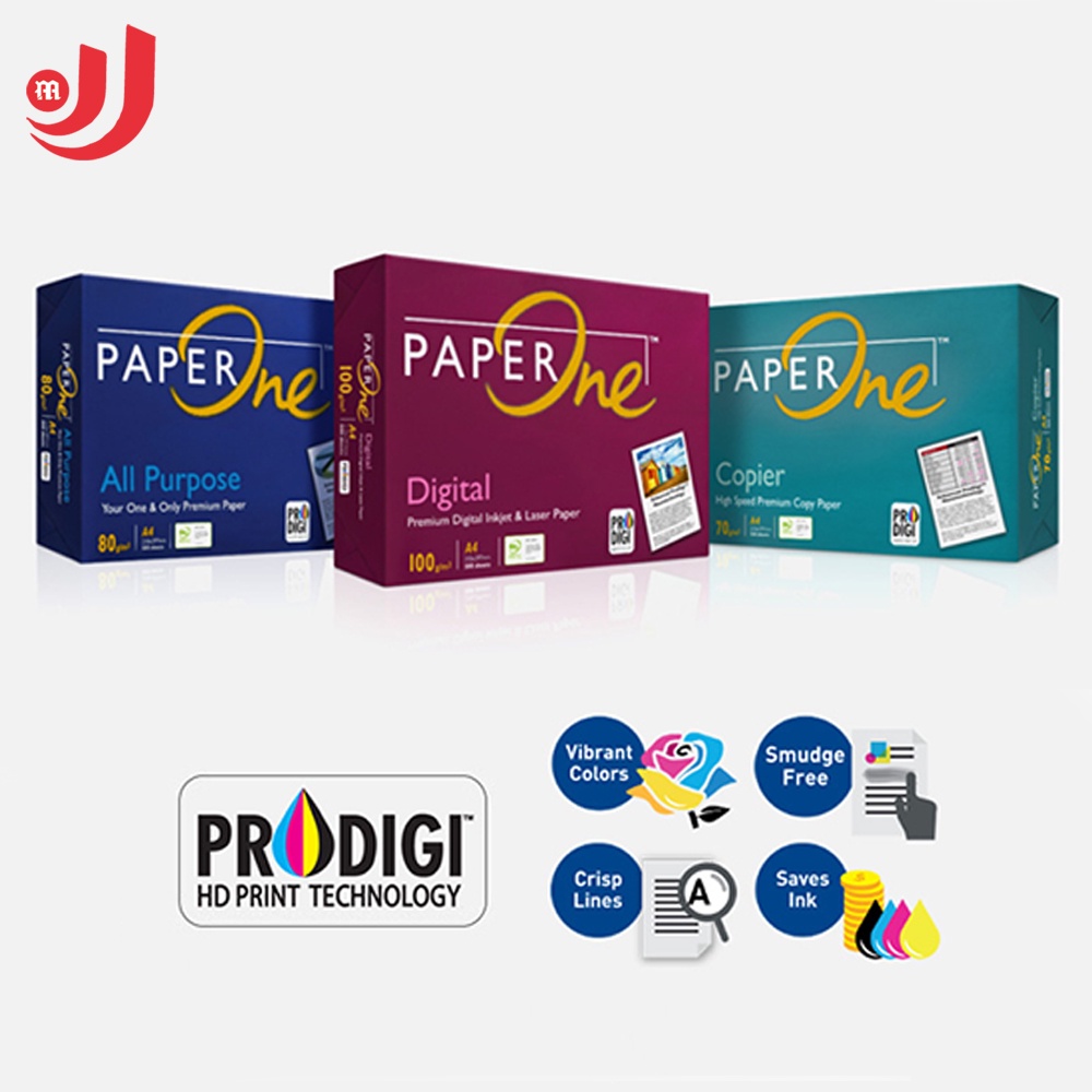 

Kertas Paper One A4, F4 (Folio), A3 [70 gram COPIER, 80 gram ALL PURPOSE, 100 gram DIGITAL] / rim