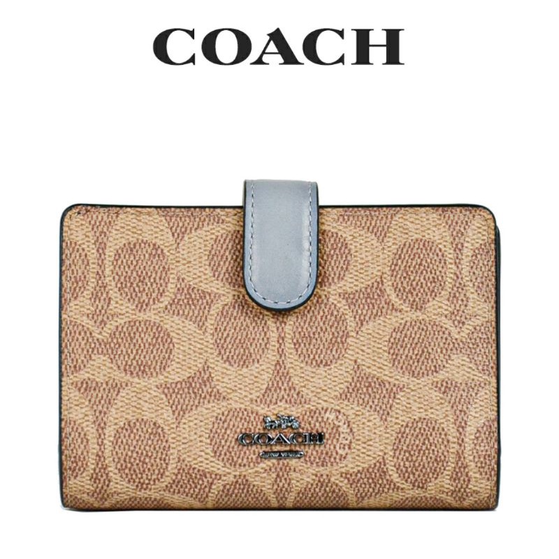 Coach Medium Corner Zip Wallet In Signature Canvas (C33034)