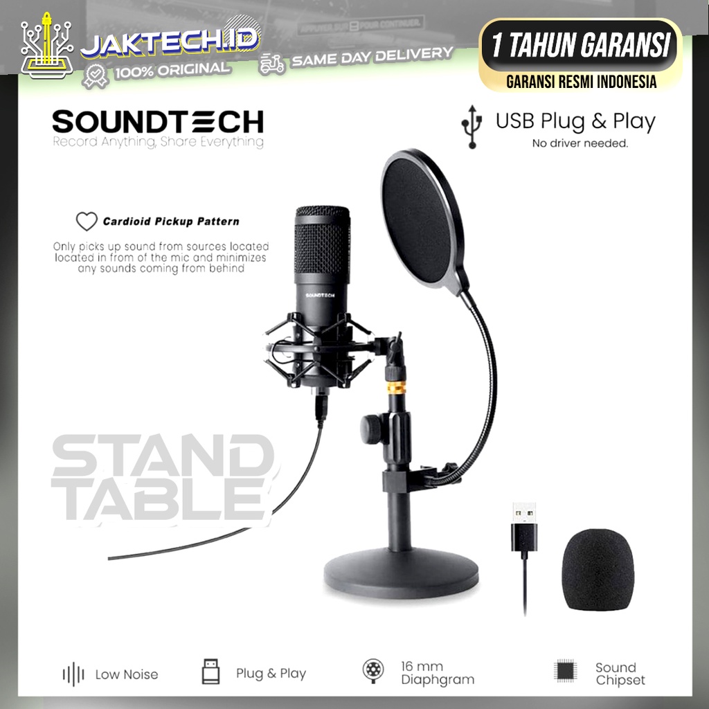 SOUNDTECH USB Microphone Condenser Stand Table ST800 Mic Podcast Streaming Gaming 2.0