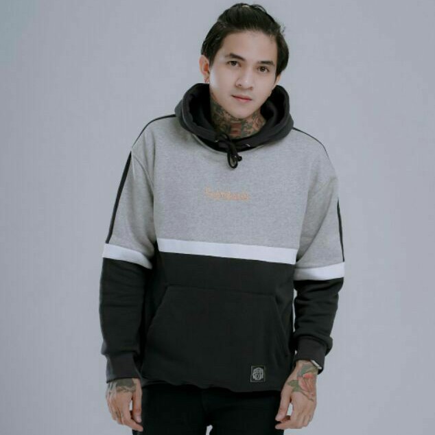 sweter hoodie salvio jaket pria unisex abu hitam