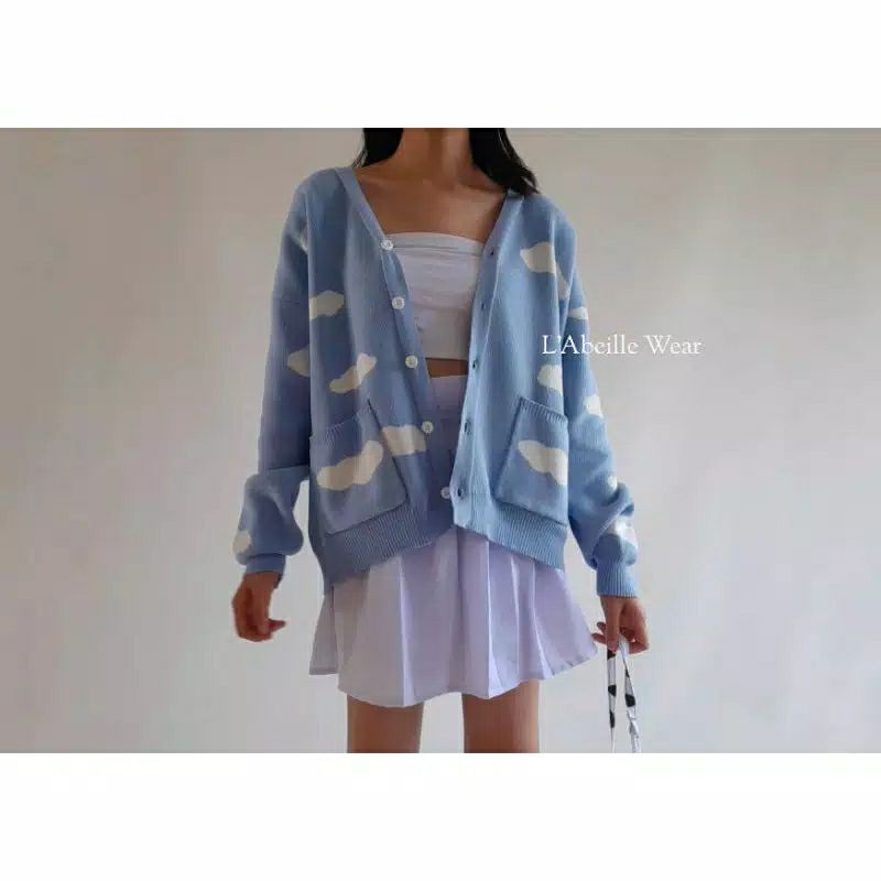 Cloud Cutes Cardigan Rajut Awan Tebal / cardy awan rajut halus realpict