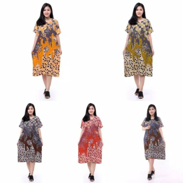 Daster Batik Lengan Pendek - Motif Acak / Campur - Lehar Kancing