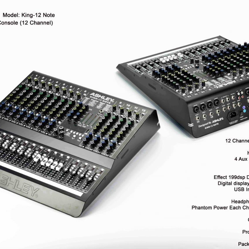 (PETI KAYU) MIXER AUDIO ASHLEY KING 12 NOTE ORIGINAL ASHLEY 12 CHANNEL TERBARU USB