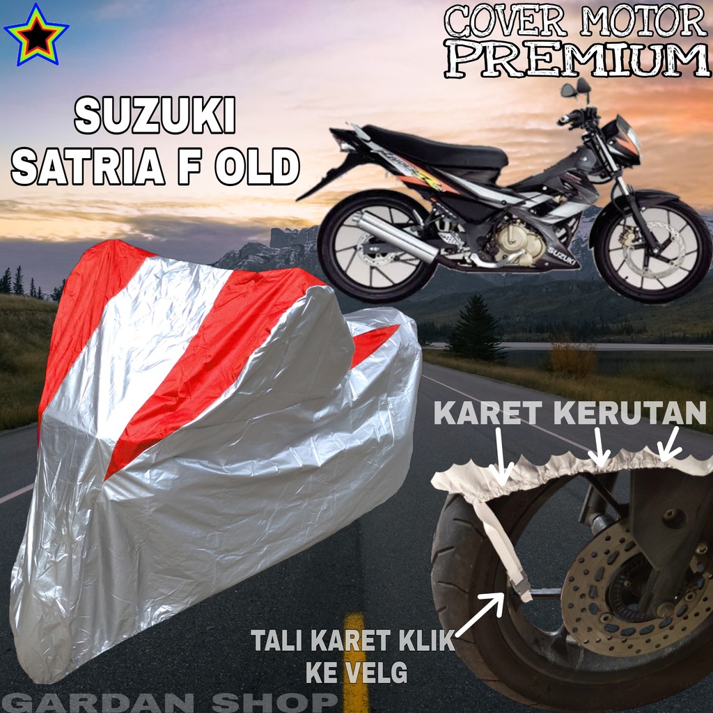 Sarung Motor SUZUKI SATRIA F OLD Silver MERAH Body Cover Penutup Suzuki Satria F Old PREMIUM