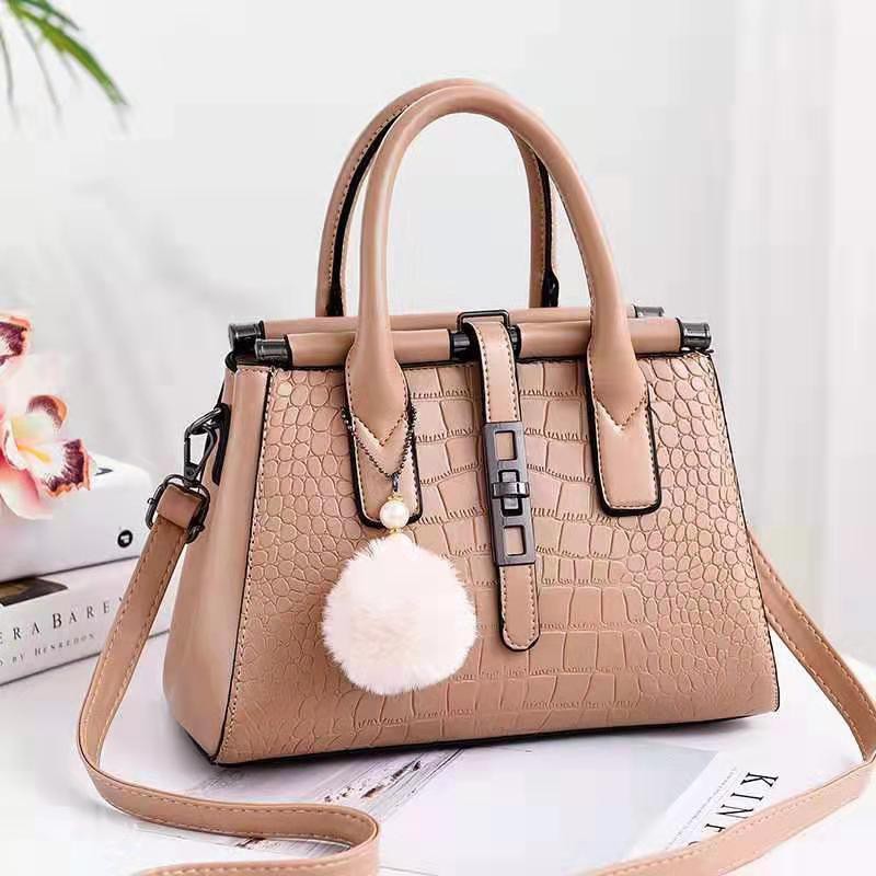BJ15419 - BLACK/BLUE/KHAKI/ORANGE/PINK/RED/WHITE - TAS SALE SLEMPANG FREE GANTUNGAN POM JINJING TOTEBAG HANDBAG KULIT CROCO TAS WANITA FASHION IMPORT MODIS ELEGAN TERMURAH TERLARIS TERBARU BAGSTORE JAKARTA TAS BATAM ELJ5419 CR7454 BQ2570 JT0690 LT1919