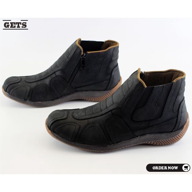 Sepatu Boots Pria Kulit Asli Original Keren Berkualitas Terbaik Model Resleting STG - ATTAYA DESIGN