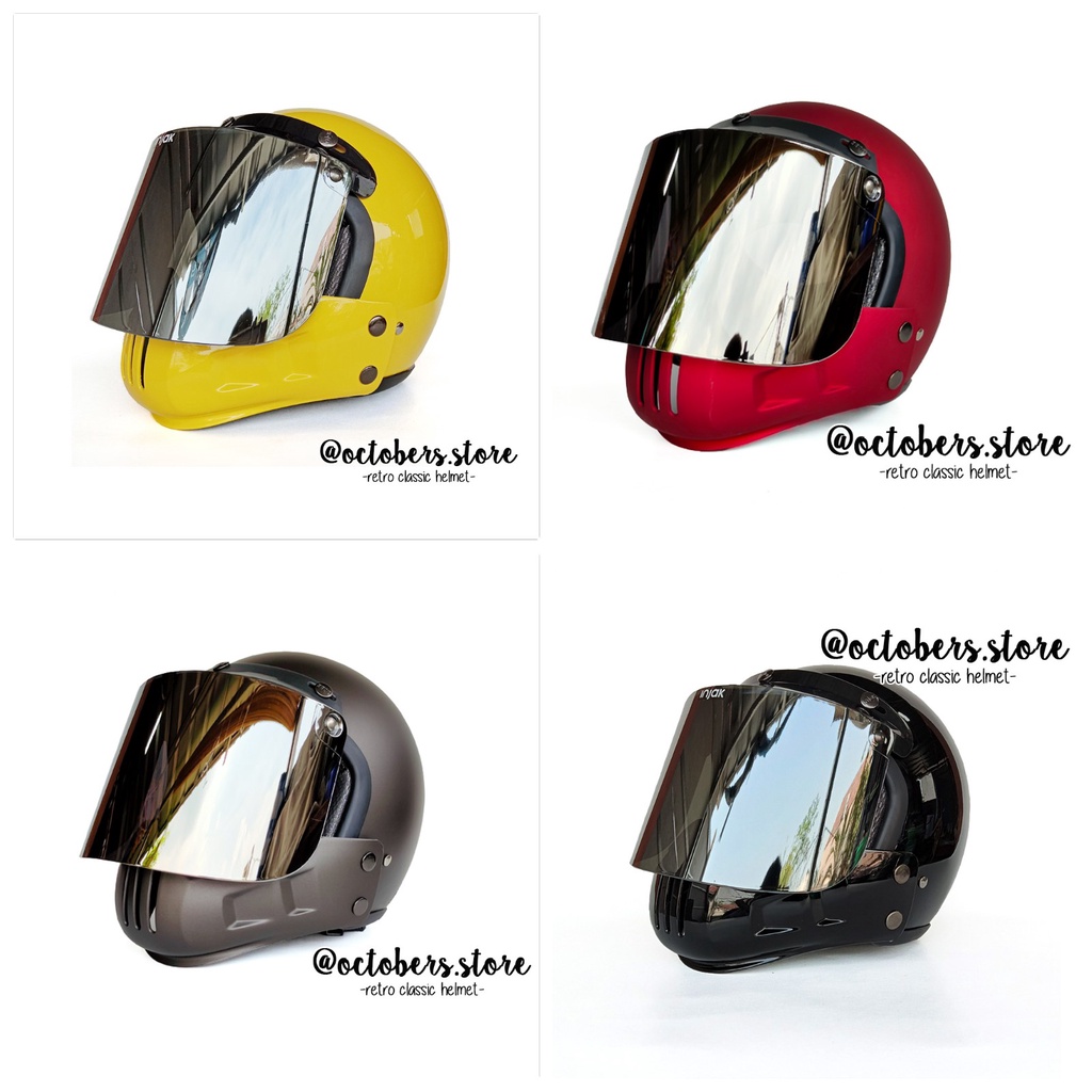 HELM CAKIL MODULAR (HALF FACE / FULL FACE) + KACA DATAR SILVER - HELM RETRO - HELM BOGO