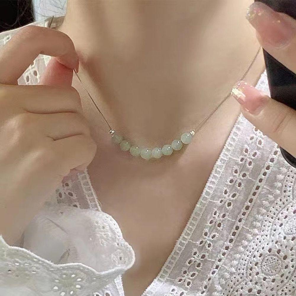Mxbeauty Kalung Perempuan Hadiah Vintage Elegan Giok Manis Temperamen Rantai Klavikula