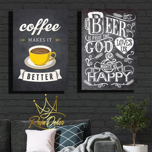 pusatmode Hiasan Dinding Coffe Beer Size 20x30 cm