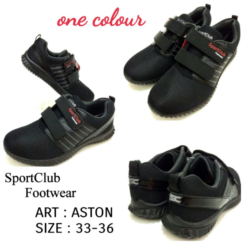 SEPATU SEKOLAH ANAK KREKETAN WARNA HITAM SPORTCLUB ART ASTONSize 33-36