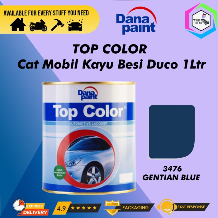 TOP COLOR 3476 Gentian Blue - Cat Mobil Kayu Besi Duco