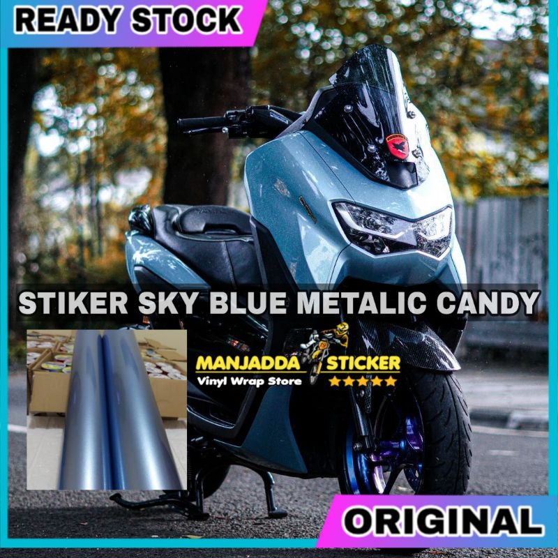 Stiker skotlet sky blue metalic candy kualitas premium super glossy ada lapisan pengaman