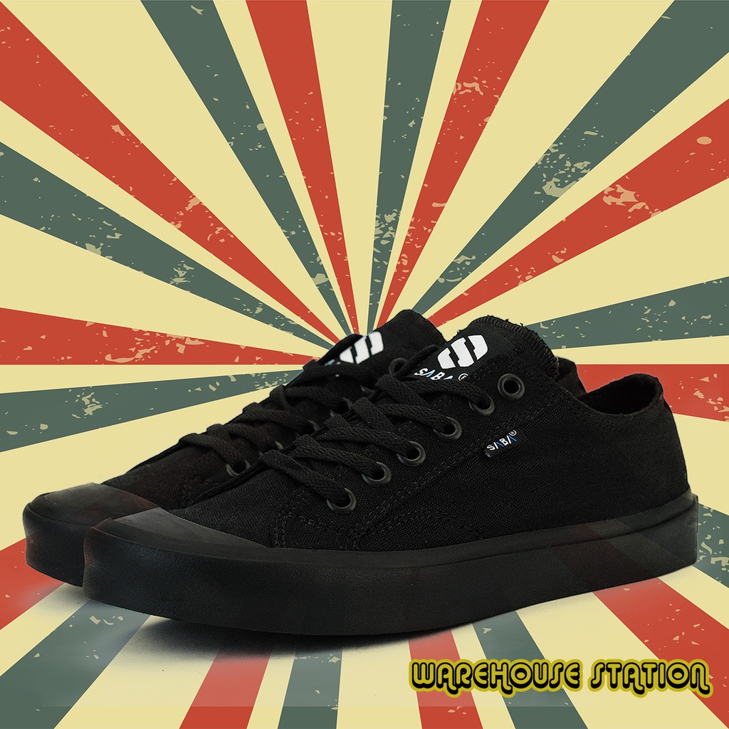 SABA Basic Low All Black - Sepatu Sneakers Casual Pria Wanita