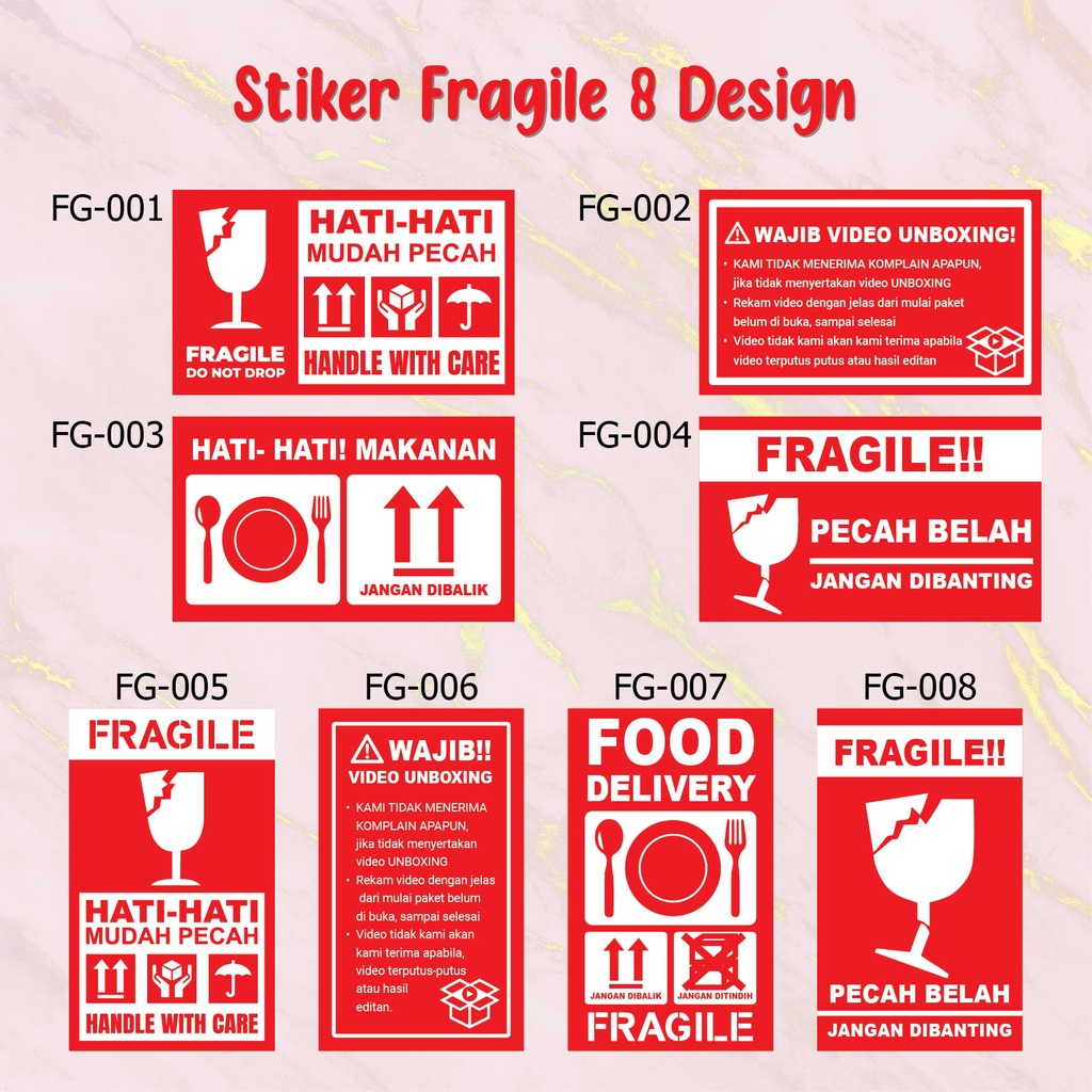 Stiker Fragile Stiker Barang Pecah Belah