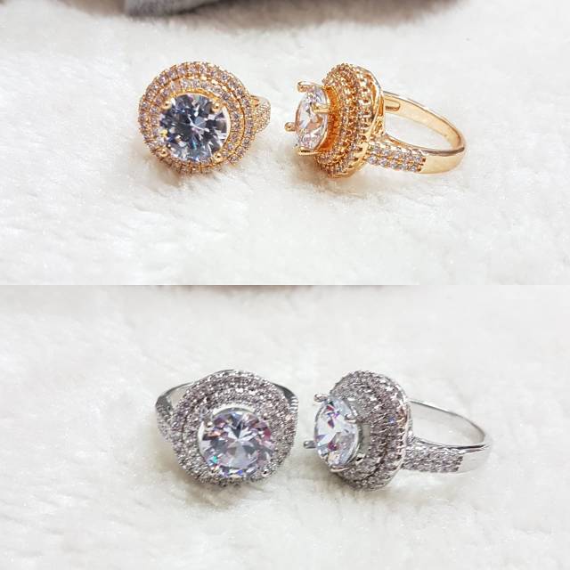 Cincin Premium Quality Lapis emas Anti Karat Anti Alergi Ring Branded mata kilau 92839